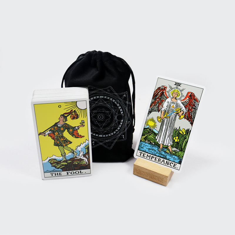 OEM custom printed purple classical rider tarot cards with black bag printing make premium horoscope tarot card