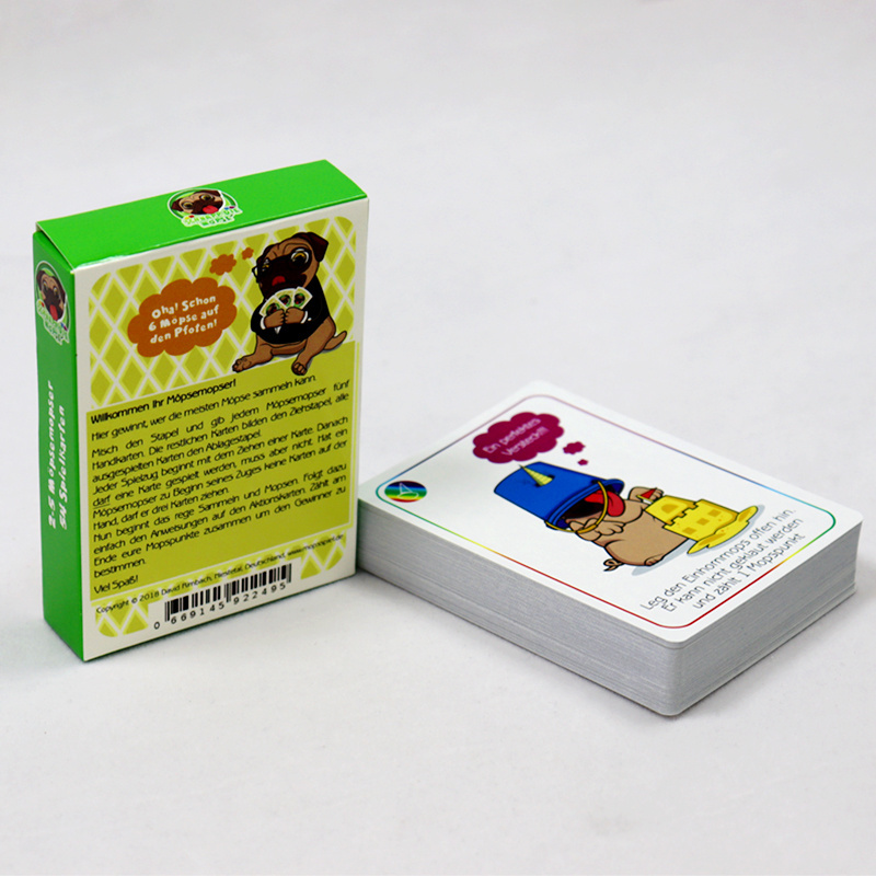 Manufacturer custom cute dog party friends card game printing animal green German version game cards