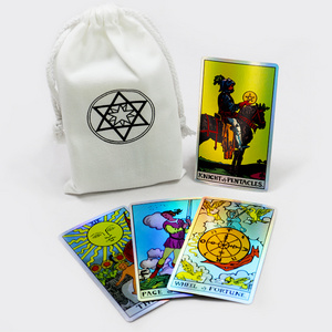 Customized holographic classical rider exquisite tarot card printing wholesale luxury psychedelic tarot cards for game party