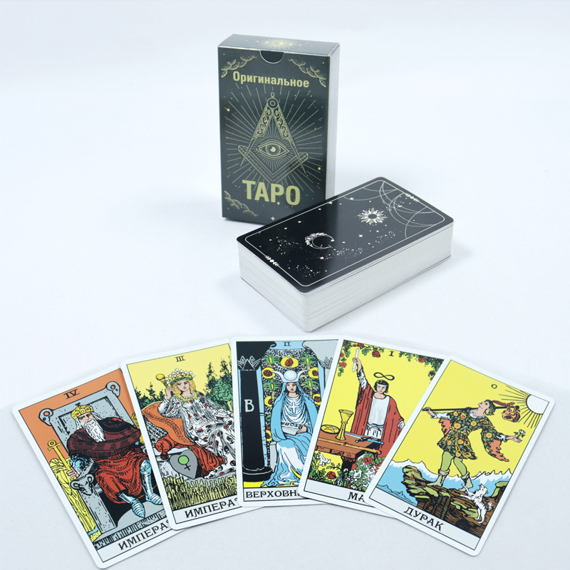 customized printing size your unique logo tarot cards print star and moon gold foil best tarot card with box