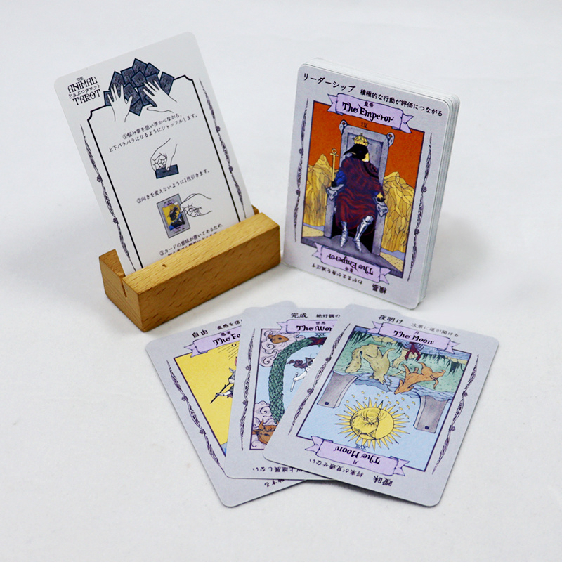 Printing cat silver foil Japanese tarot cards wholesale best your own logo tarot card for beginners print the fool tarot card