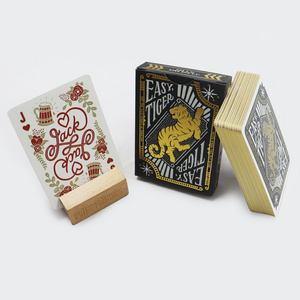 Custom printed your logo high quality black gold edge playing cards printing make advertising tiger gold foil playing card