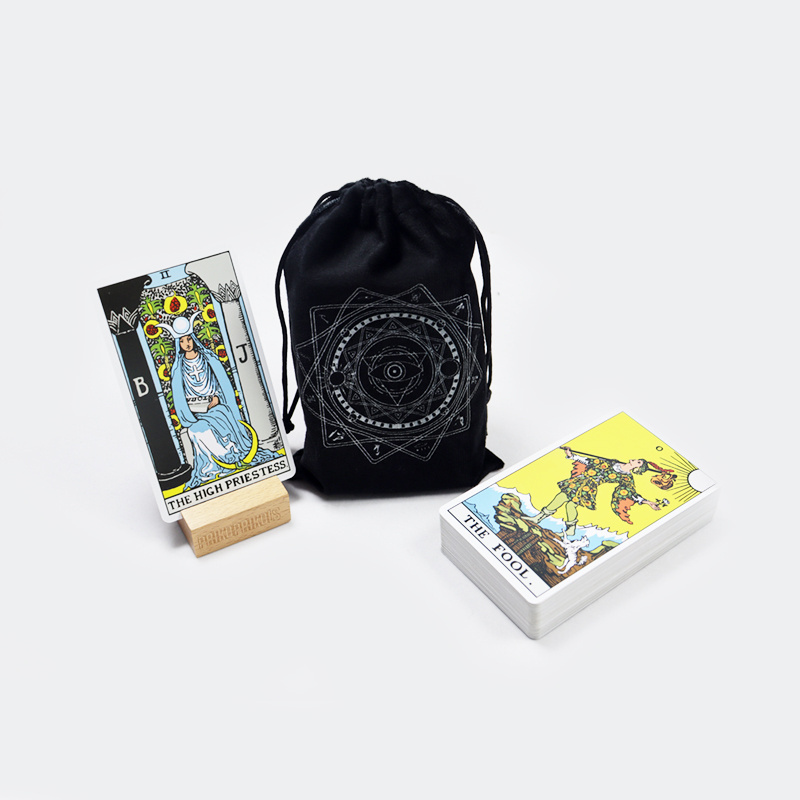 OEM custom printed purple classical rider tarot cards with black bag printing make premium horoscope tarot card