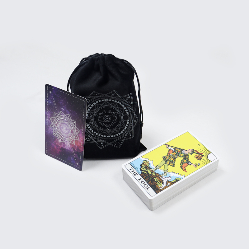 OEM custom printed purple classical rider tarot cards with black bag printing make premium horoscope tarot card