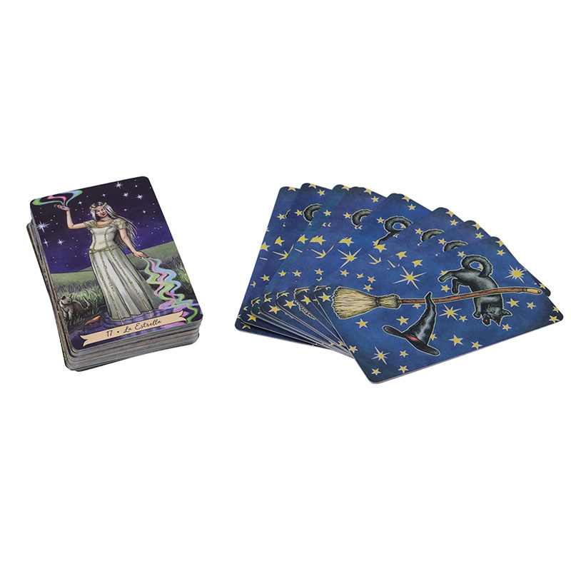 Customized medieval fantasy style gold foil tarot cards printing ladies astrology tarot card with keywords