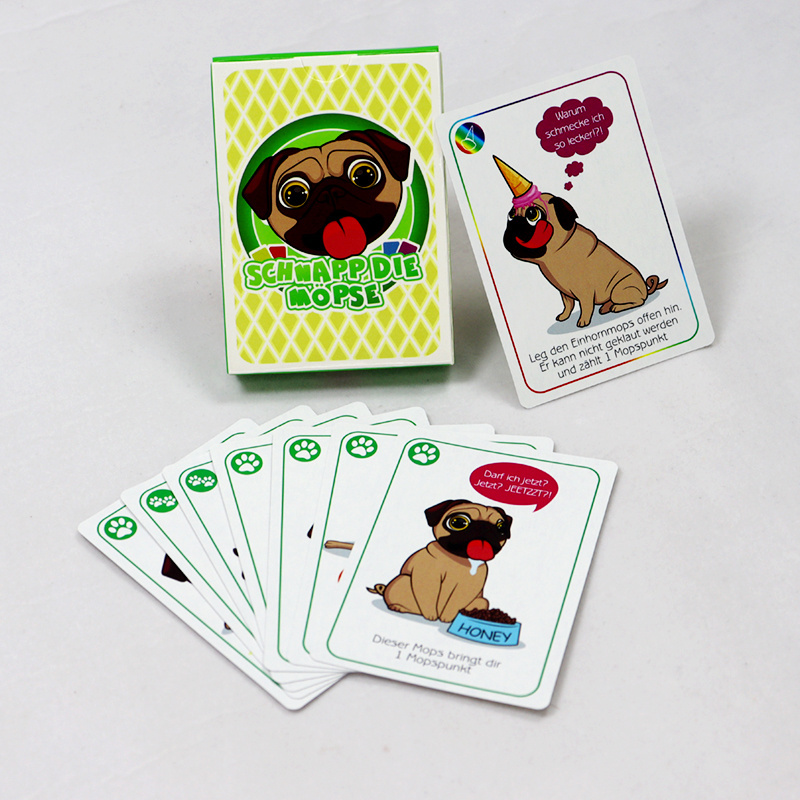 Manufacturer custom cute dog party friends card game printing animal green German version game cards