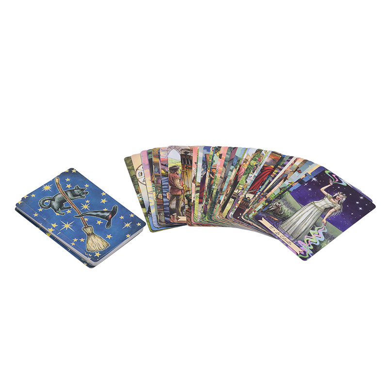 Customized medieval fantasy style gold foil tarot cards printing ladies astrology tarot card with keywords