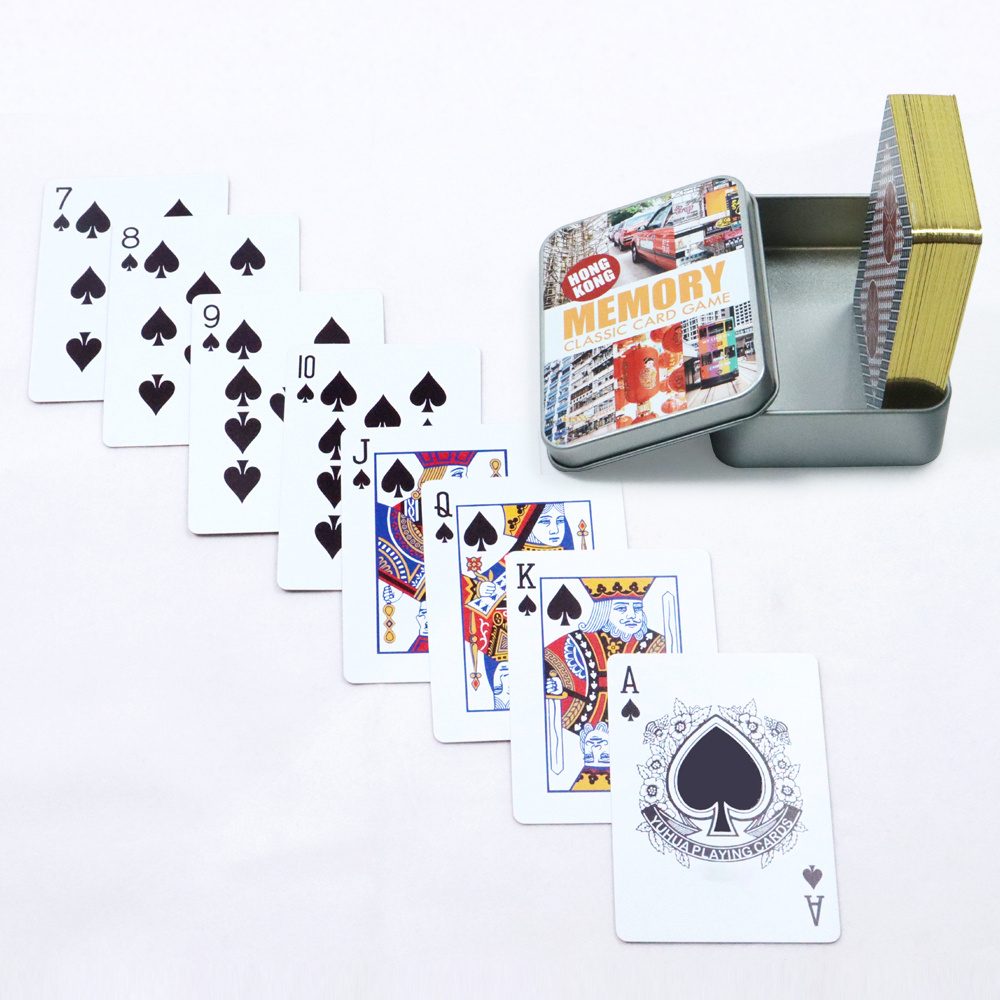 Custom Design pvc Washable Poker Printing Plastic Gold Edge Waterproof Playing Cards With Luxury Tin Box