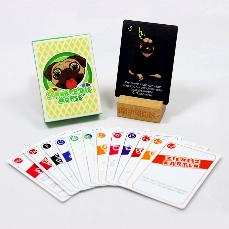 Manufacturer custom cute dog party friends card game printing animal green German version game cards