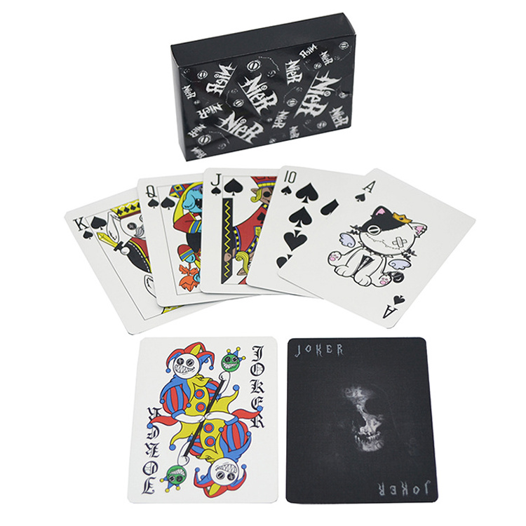 China Factory Custom Logo Cool Black Playing Cards Printing Gold Foil Waterproof Magic Poker Playing Cards set with Gift Box