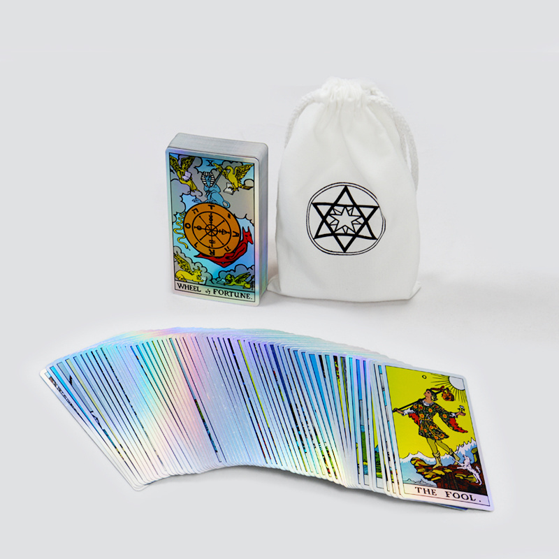 Customized holographic classical rider exquisite tarot card printing wholesale luxury psychedelic tarot cards for game party