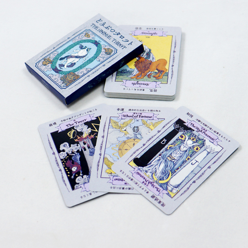 Printing cat silver foil Japanese tarot cards wholesale best your own logo tarot card for beginners print the fool tarot card