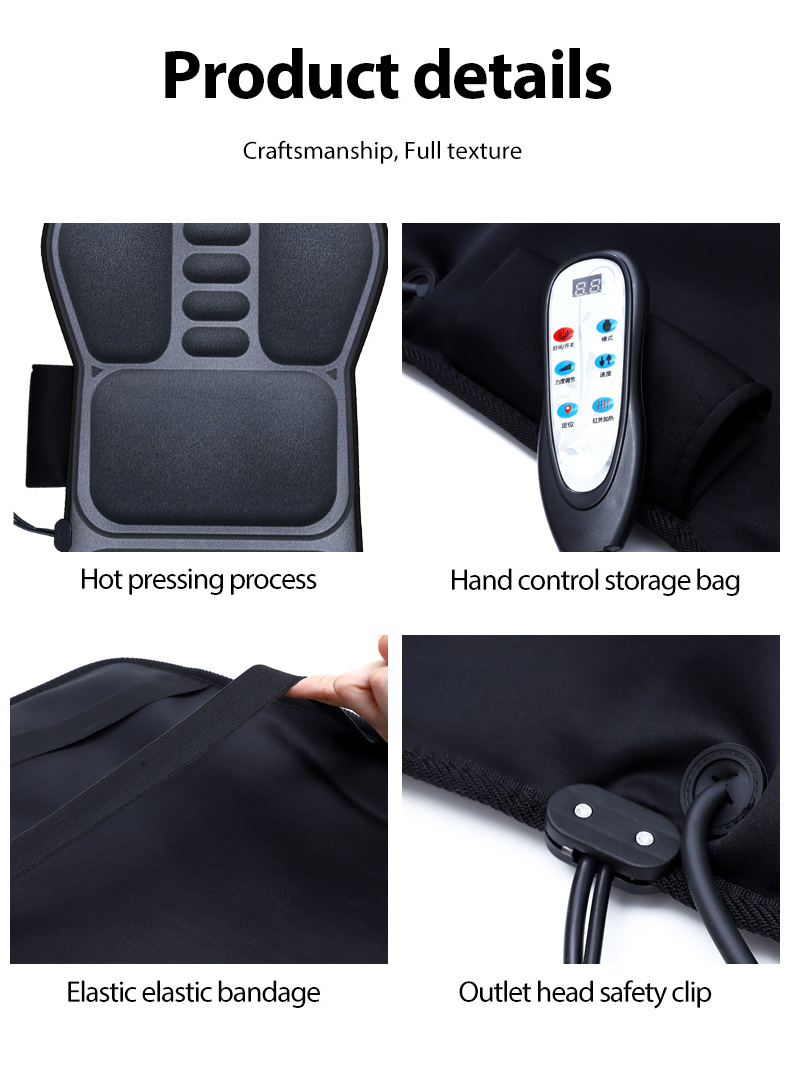 Rechargeable Kneading Body Massage Car Seat Back Vibration Massage Cushion With Heating