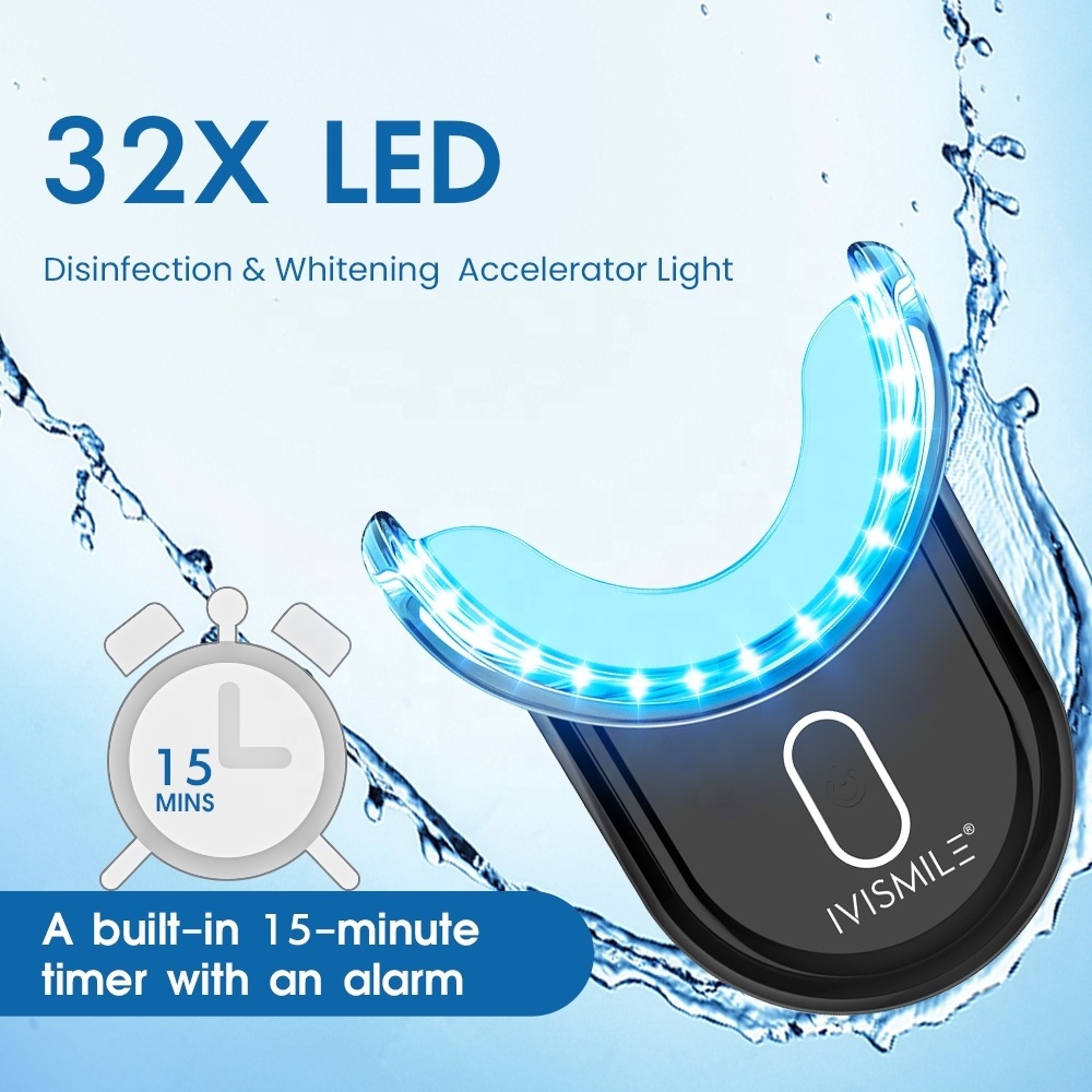 IVISMILE 2024 Best Selling Dental Care Wireless Blue Light Home OEM Teeth Whitening Kit Led Light Own Brand