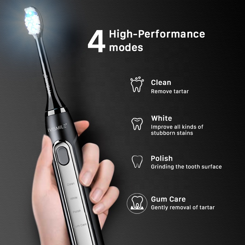 2024 Intelligent 6 Blue Led Automatic Electronic Toothbrush Wireless Sonic Electric Toothbrush