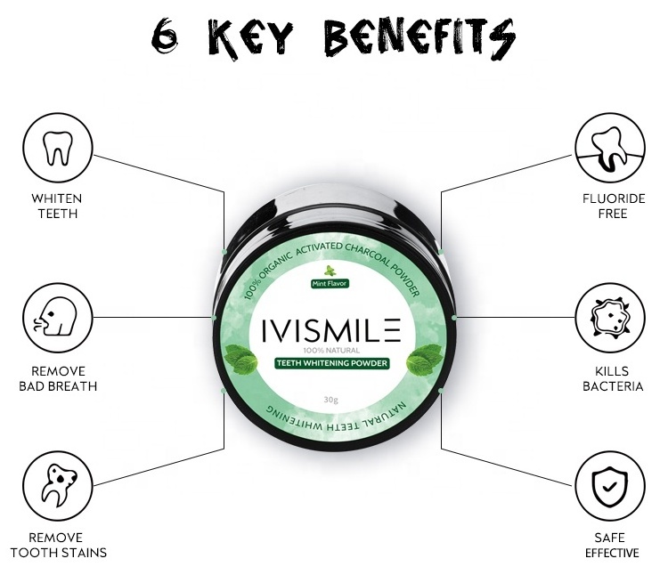 IVISMILE Teeth Whitening Powder Oral Hygiene Cleaning Teeth Whitening Powder Bamboo Charcoal Powder