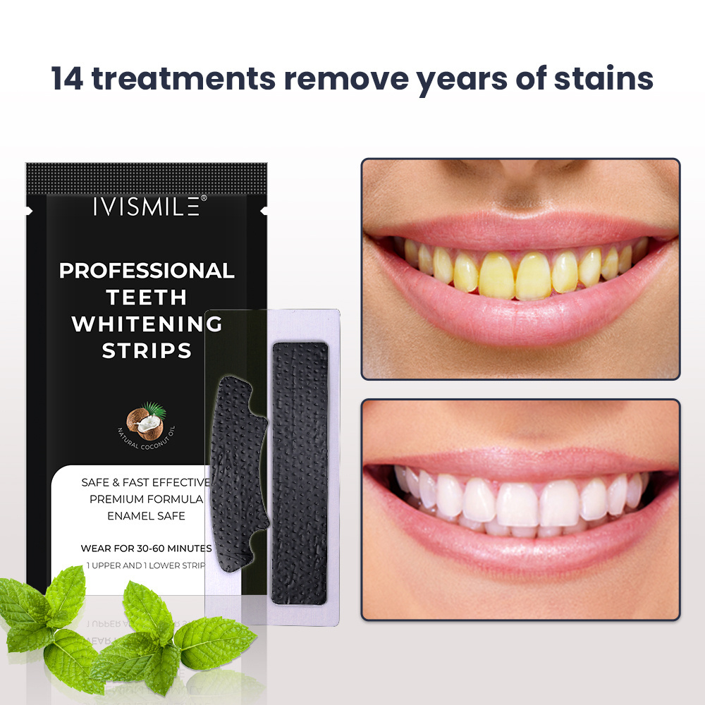 Whiting Strips Non Peroxide 28 Charcoal Teeth Whitening Strips 7 Treatments Residue Free Tooth Whitening Strips Private Label