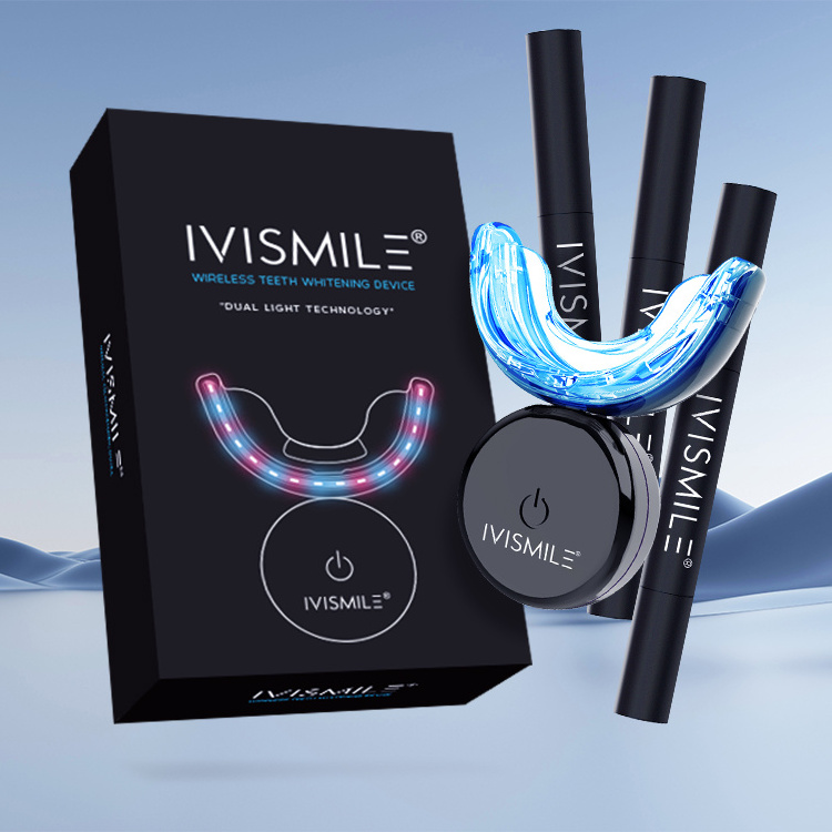 IVISMILE Wholesale Private Label Wireless Blue Light Teeth Whitening Home Use Teeth Whitening LED Kit