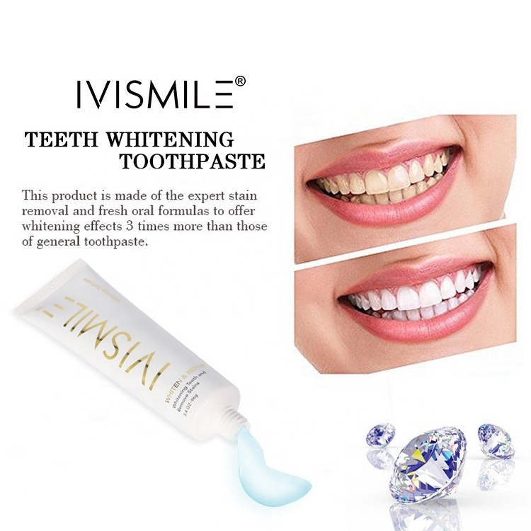 IVISMILE Free Samples Hot Sell 3.4 OZ Home Use 3% Hydrogen Peroxide Whitening Teeth Toothpaste