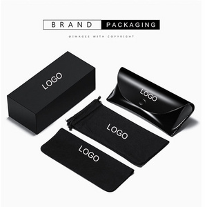 Custom Logo Sunglasses Box Customised Sunglass Case with logo Packaging Eyeglasses Cleaning Cloth Glasses Bag Pouch