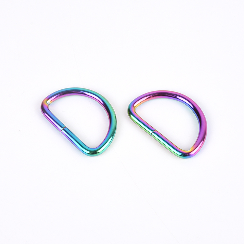 High Quality New Rainbow Color Metal 32mm Handbag Hook D Ring for Bags