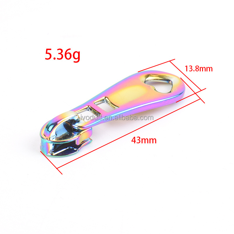 Ivoduff 5# Rainbow Zipper Nylon Slider Puller Long Pull Zipper Heads Sliders Pulls Handbag Hardware Handbags Sewing