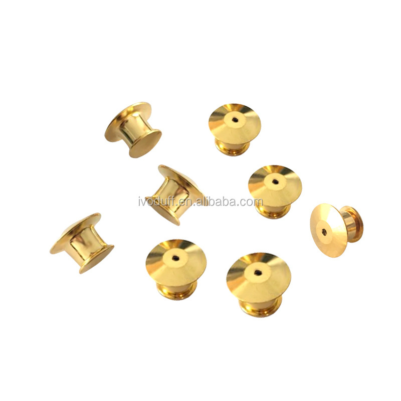 Wholesale gold locking pin back, flat pin clasp back for sale