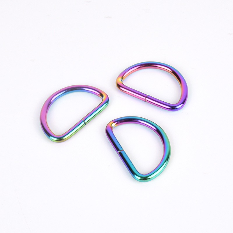 High Quality New Rainbow Color Metal 32mm Handbag Hook D Ring for Bags