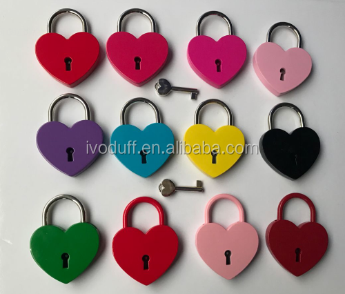 Ivoduff love lock padlock Various Color Love Heart Padlock With Key