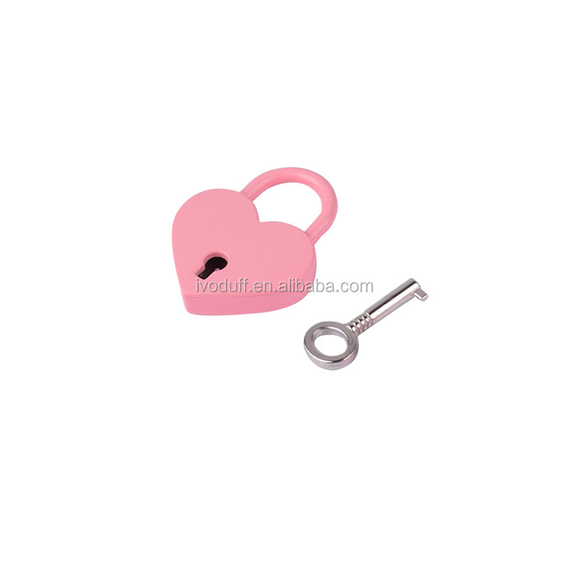 Valentine's Day Gift Love Lock With Key Mini Pink Painted Heart Shaped Padlock