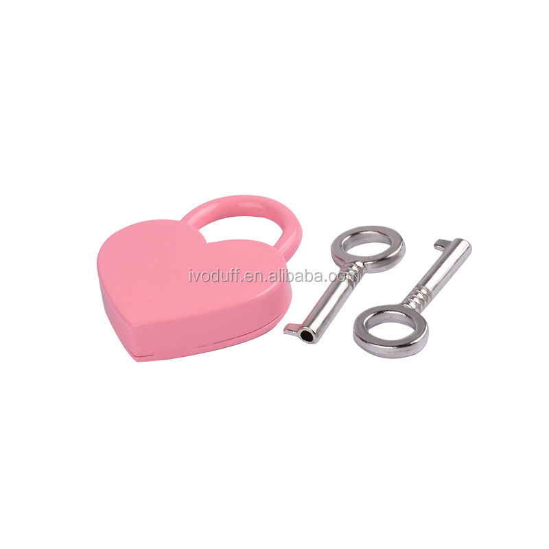 Valentine's Day Gift Love Lock With Key Mini Pink Painted Heart Shaped Padlock