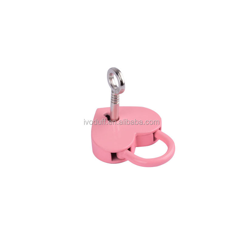 Valentine's Day Gift Love Lock With Key Mini Pink Painted Heart Shaped Padlock