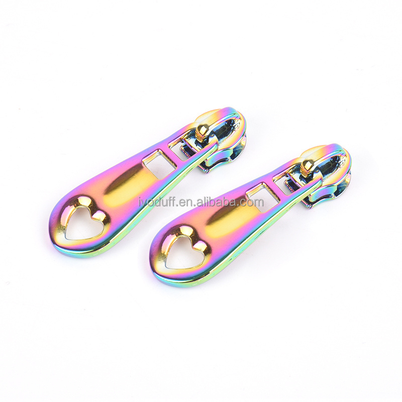 Ivoduff 5# Rainbow Zipper Nylon Slider Puller Long Pull Zipper Heads Sliders Pulls Handbag Hardware Handbags Sewing