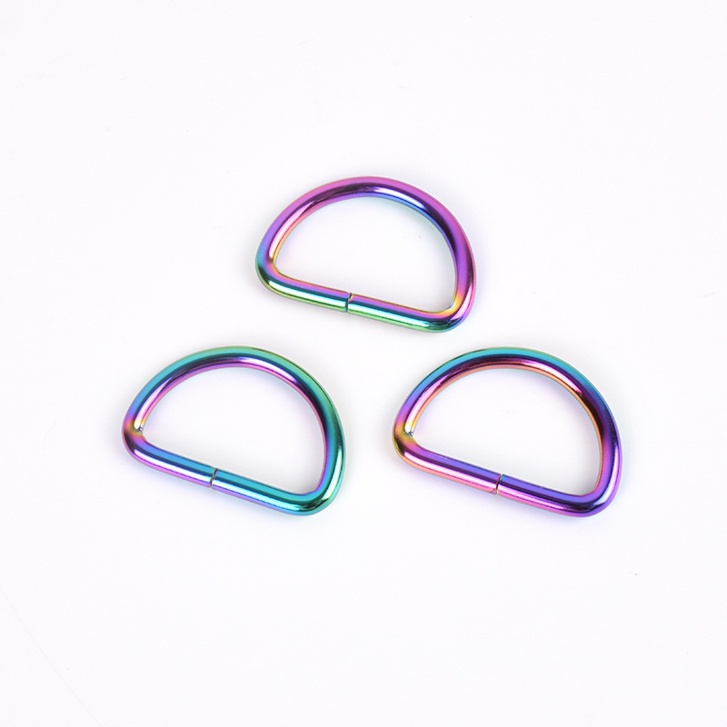 High Quality New Rainbow Color Metal 32mm Handbag Hook D Ring for Bags