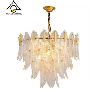 Flush Mounted Leaf Glass Lighting Living Room Chandelier Italy Design Modern Rectangular Leaf Glass Ceiling Light