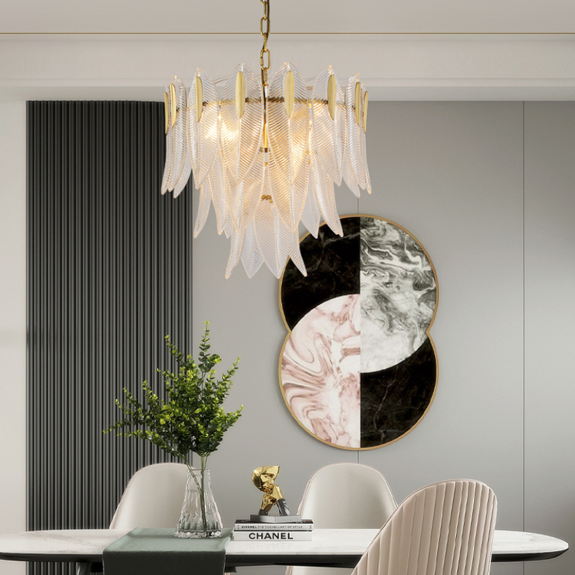 Flush Mounted Leaf Glass Lighting Living Room Chandelier Italy Design Modern Rectangular Leaf Glass Ceiling Light