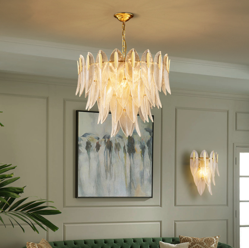 Flush Mounted Leaf Glass Lighting Living Room Chandelier Italy Design Modern Rectangular Leaf Glass Ceiling Light