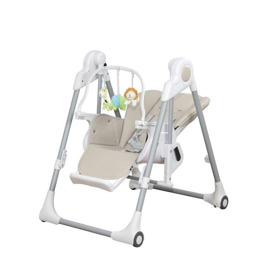 Double Tray Baby Rocker Feeding Chair Electrical Baby Swing Eating Foldable Chair