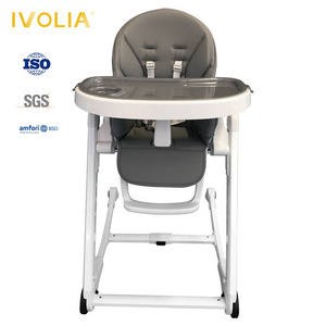 IVOLIA Comfortable Folding Baby Feeding High Chair 4 wheels can convert to rocking chair baby high chair