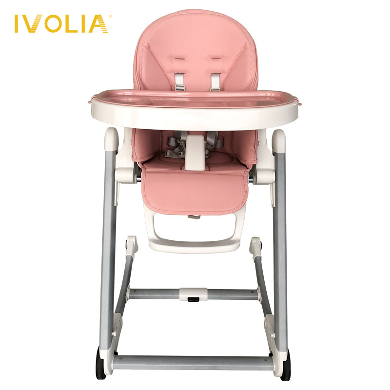 IVOLIA Comfortable Folding Baby Feeding High Chair 4 wheels can convert to rocking chair baby high chair