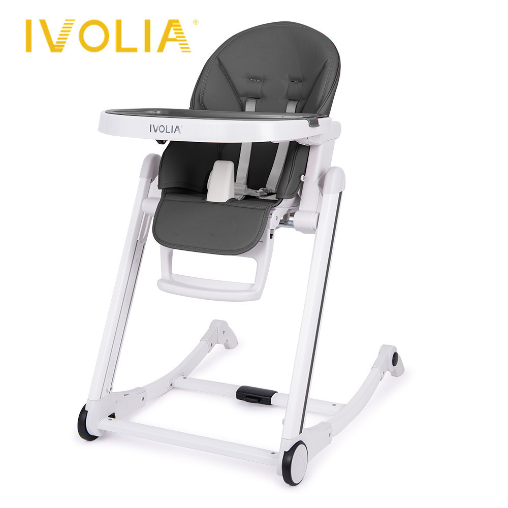 IVOLIA Comfortable Folding Baby Feeding High Chair 4 wheels can convert to rocking chair baby high chair