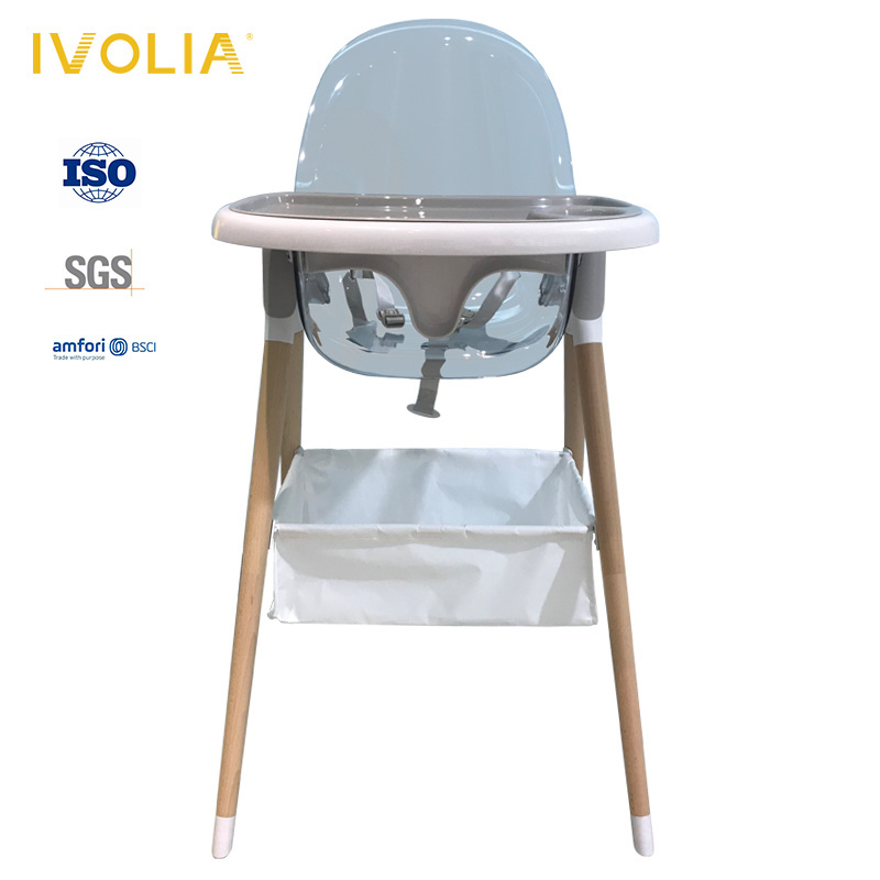 IVOLIA EN14988/71-3  3 in 1 adjustable double tray high wooden plastic dining eating swing rocking feeding baby chair for Europe