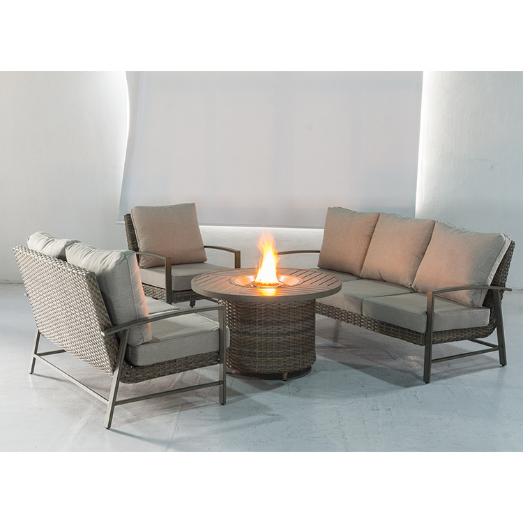 Factory Outside Furniture Direct Wholesale Outdoor Garden Patio Sofa Set  Gas Fire Pit Table