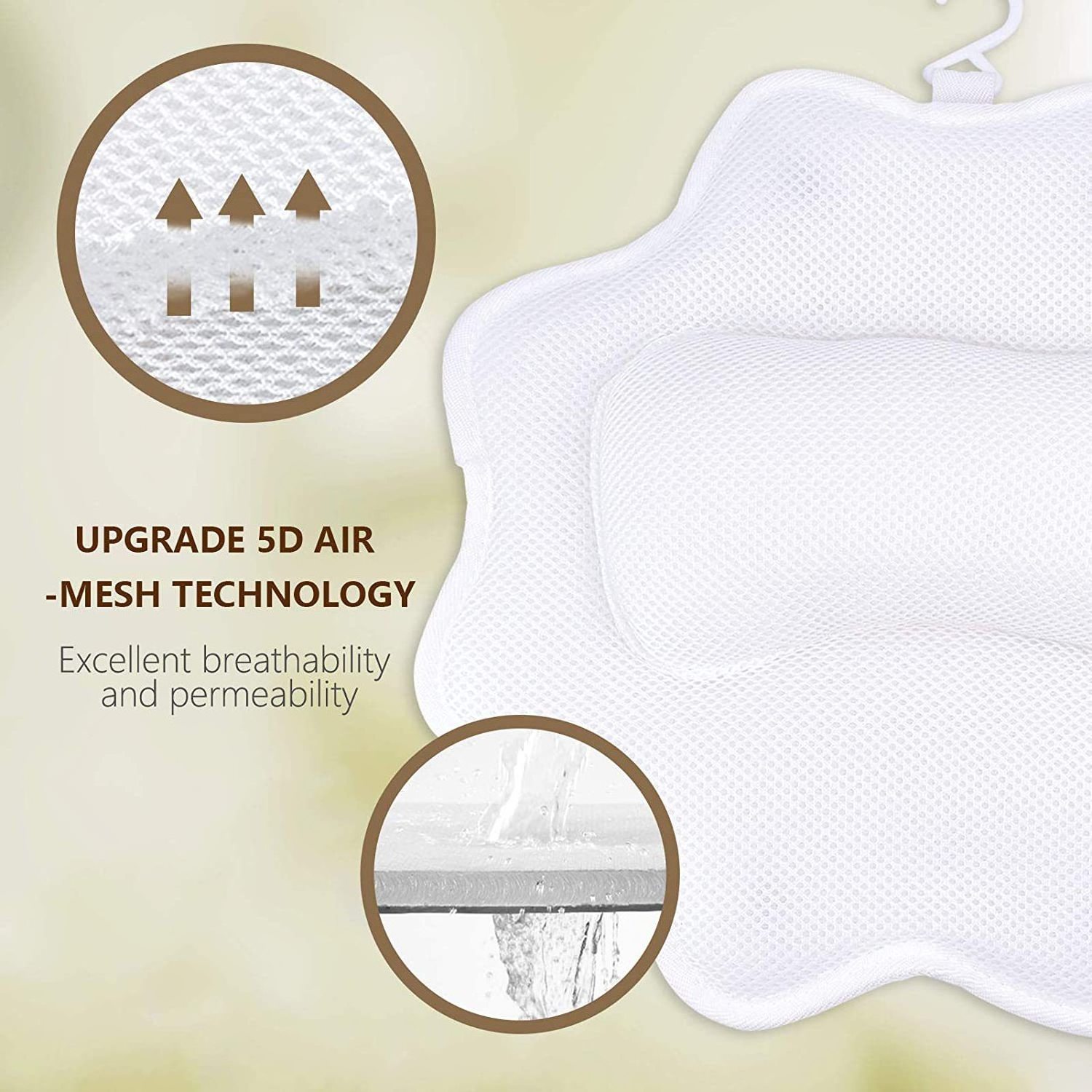 Ergonomic Design Luxurious Spa Bath Tub Pillow breathable durable 4d air mesh back support bath tub pillow for bathtub