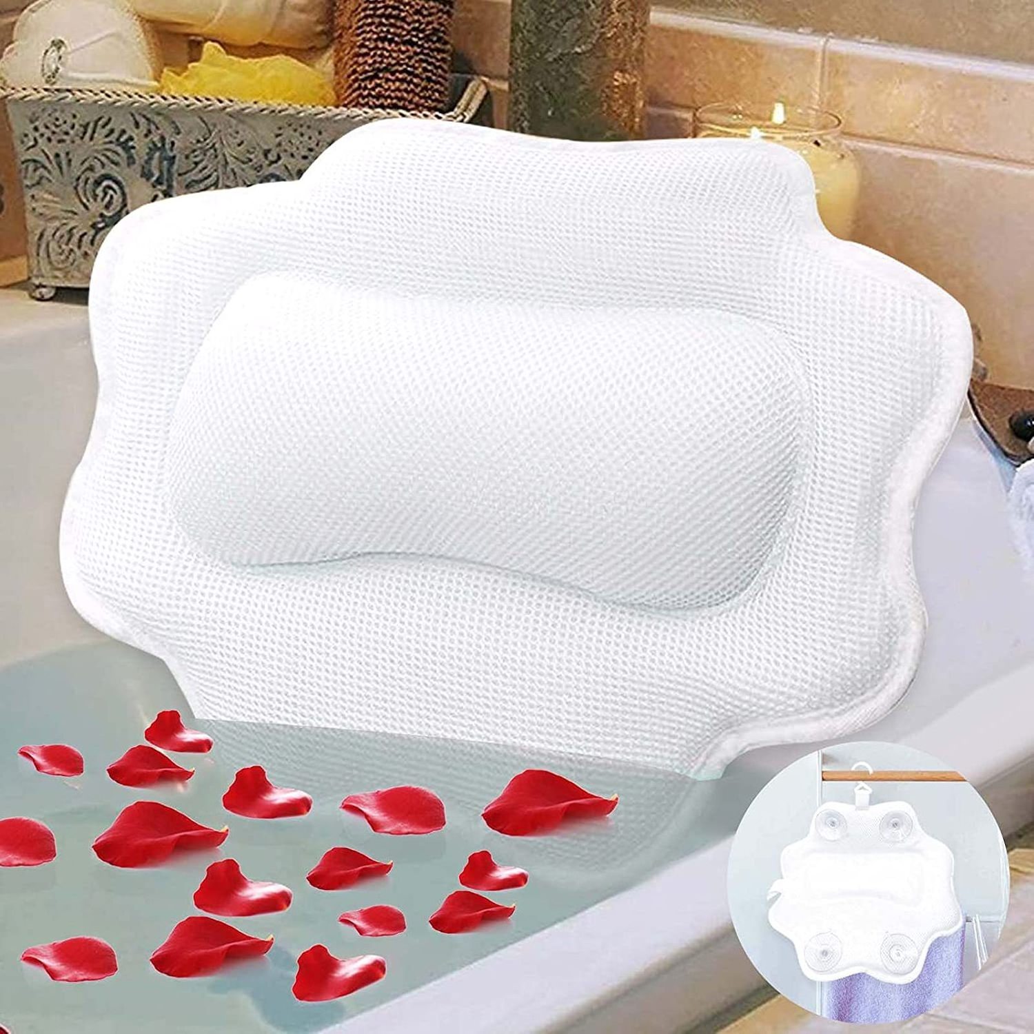 Ergonomic Design Luxurious Spa Bath Tub Pillow breathable durable 4d air mesh back support bath tub pillow for bathtub