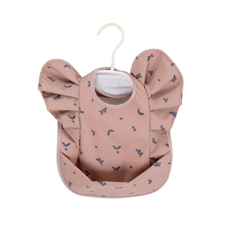 Hook&Loop design baby bibs waterproof PU non-fluorescent baby apron bibs with a big pocket