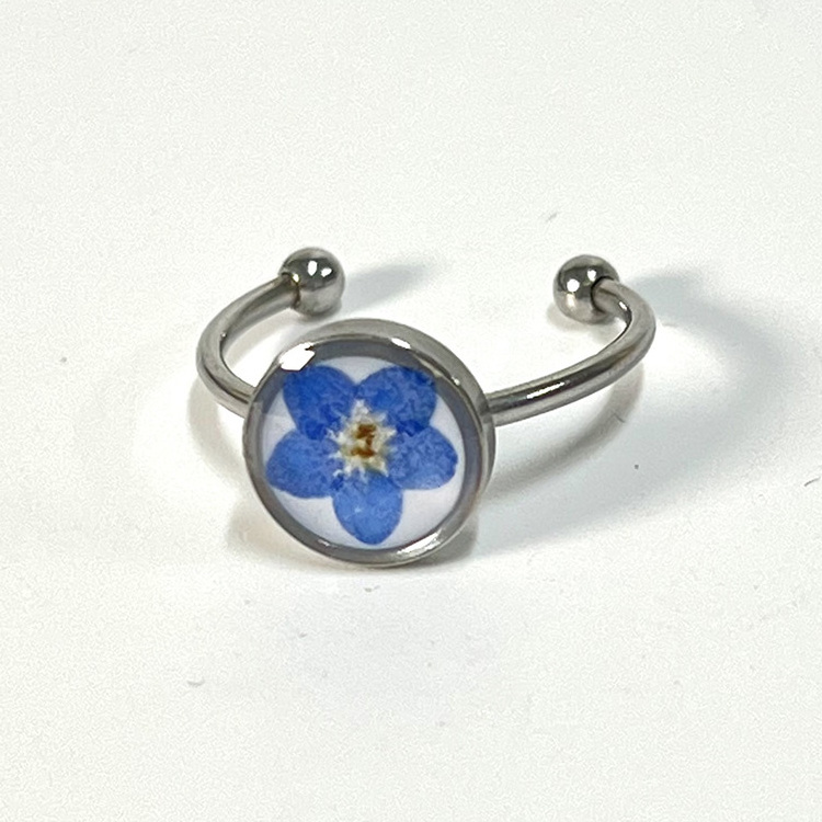 2022 New Fashion 8mm Forget Me Not Flower Ring Adjustable 18K Gold Toe Rings Stainless Steel