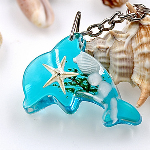 Wholesale Resin Keychain Dolphin and Starfish Sea Snail Ocean Beach Souvenirs Realistic Ocean Decoration