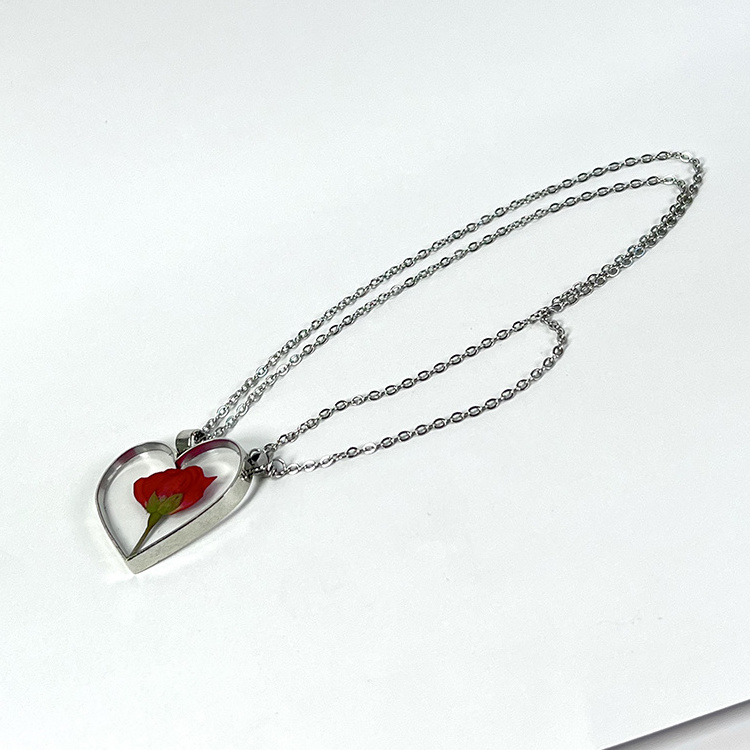 2024  icy jewelry women rose jewelry heart rose pendant necklace mama gifts jewelry stainless steel