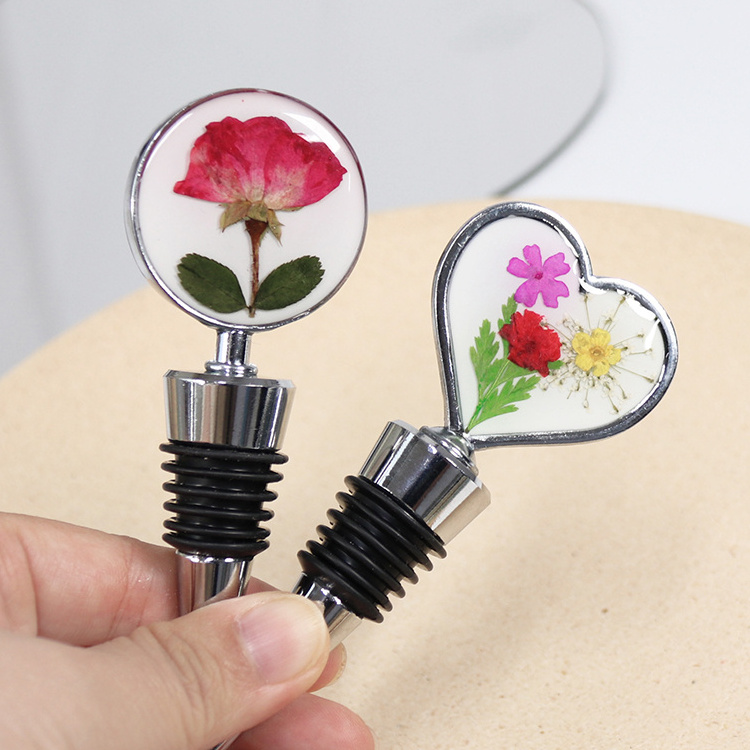 Fresh-Keeping Resin Craft Silicone Wine Stopper Dried Resin Flower Decoration Champagne Red Wine Bottle Stopper